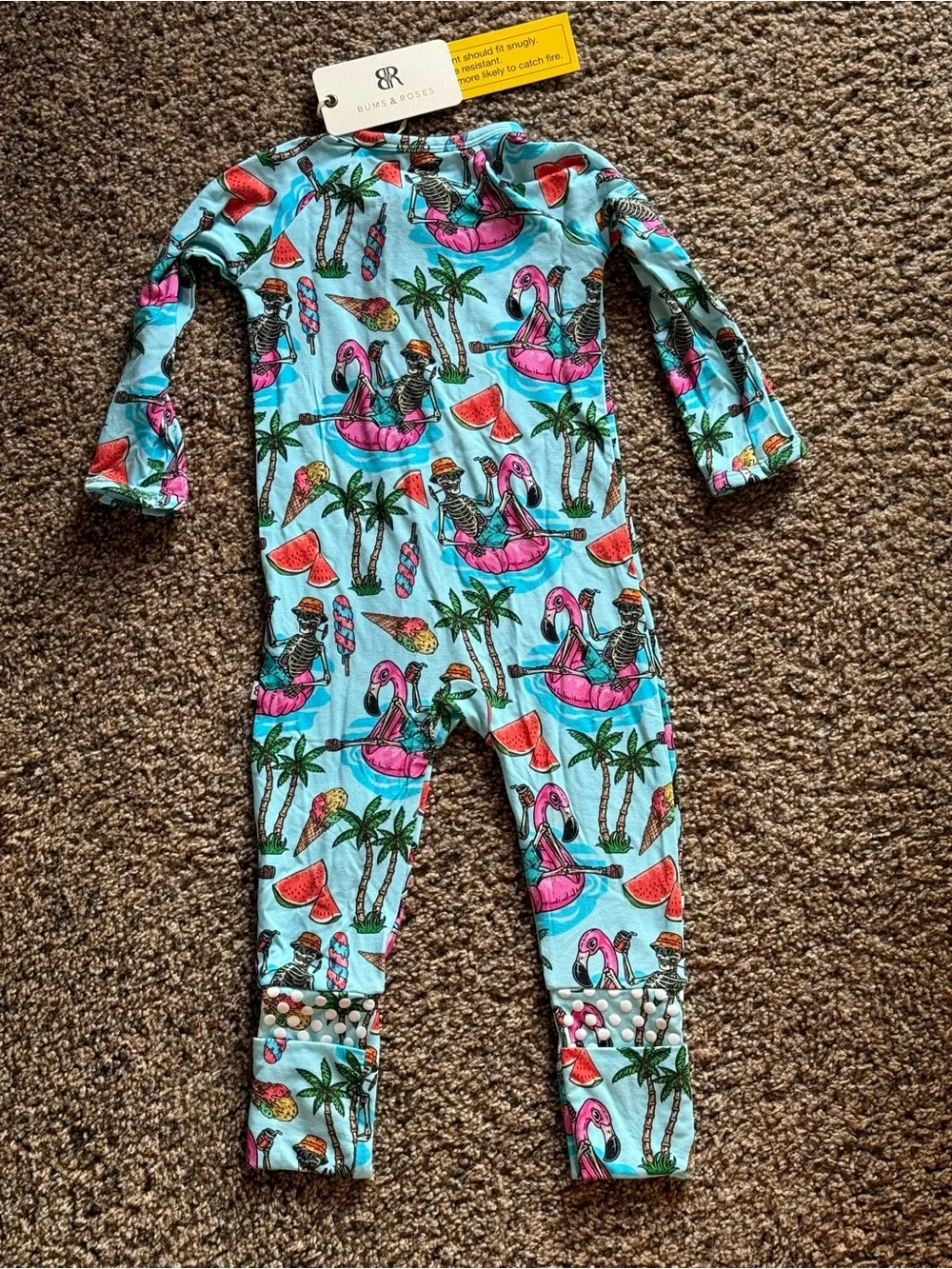 NWT Bums & Roses “Bone Chillin” Convertible Romper/Pajamas Size 9-12 mos.
